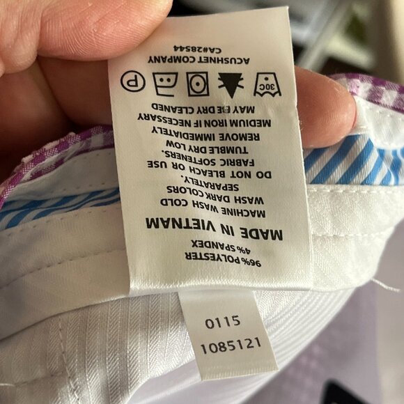 Footjoy Purple White Plaid Golf Chino Shorts Gingham Stretch Sports Mens Size 38 - Picture 9 of 9